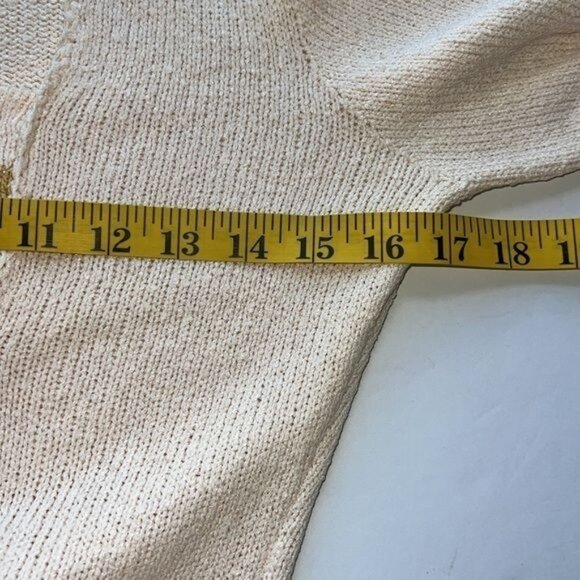 Ricardo Knit Dress Womens Cream Gold Stripe Textured Long Sleeve Square Neck - Picture 14 of 16